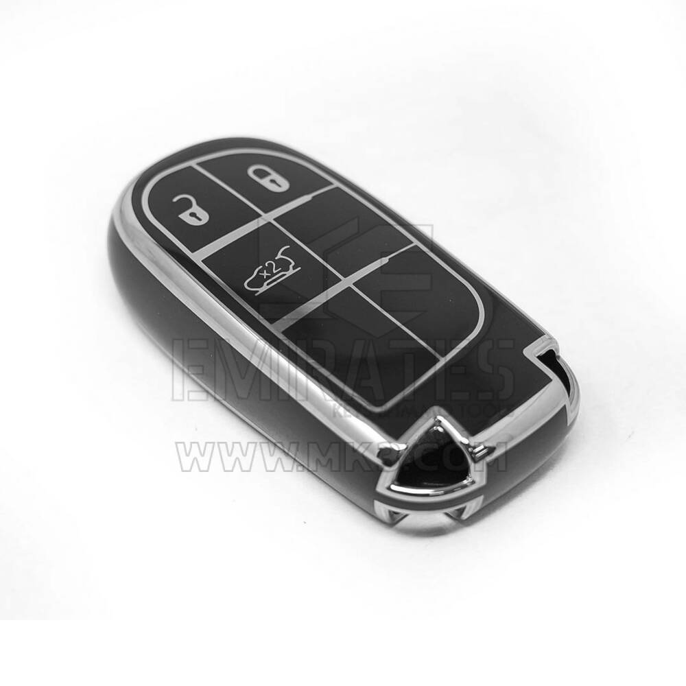 Nuova cover aftermarket di alta qualità per telecomando Jeep a 3 pulsanti, colore nero, cornice argentata, Jeep-B11Y3 | Emirates Keys