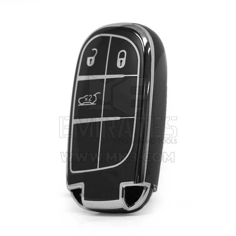 Cover di alta qualità nano per chiave telecomando Jeep a 3 pulsanti, colore nero, cornice argentata Jeep-B11Y3
