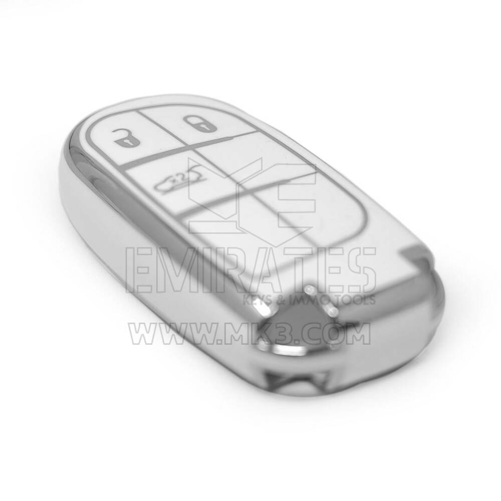 Nuova cover aftermarket di alta qualità per telecomando Jeep a 3 pulsanti, colore bianco, cornice argentata, Jeep-B11Y3 | Emirates Keys