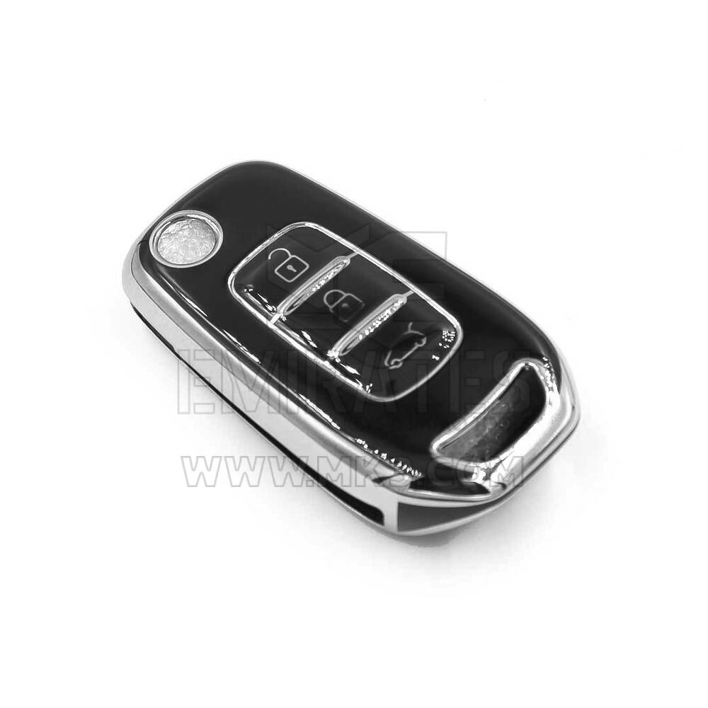 New Aftermarket Nano High Quality Cover For Renault Remote Key 3 Button Black Color Silver Frame RN-B11Y | Emirates Keys