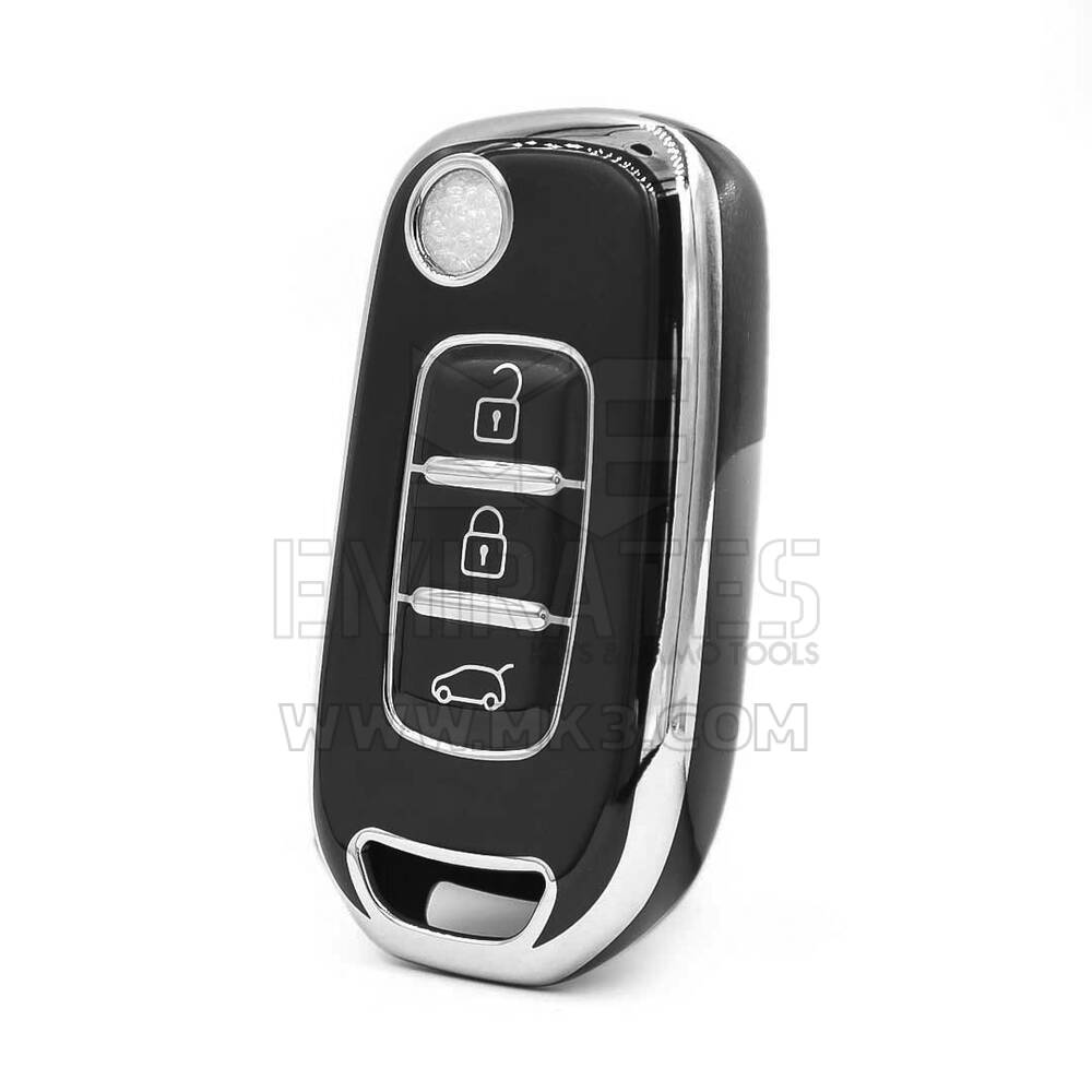 Nano High Quality Cover For Renault Remote Key 3 Button Black Color Silver Frame RN-B11Y