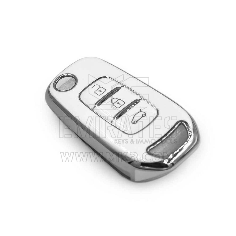 New Aftermarket Nano High Quality Cover For Renault Remote Key 3 Button White Color Silver Frame RN-B11Y | Emirates Keys