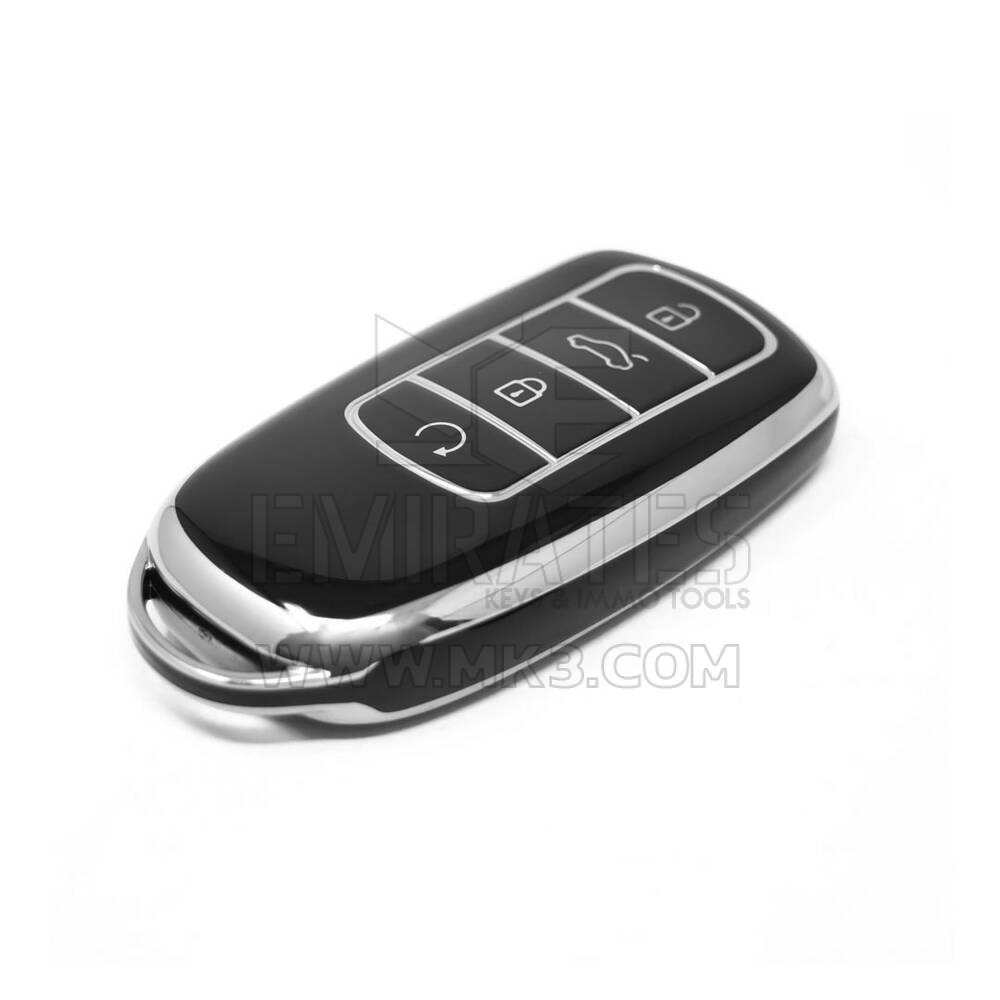Nuova cover aftermarket di alta qualità per telecomando Chery a 4 pulsanti, colore nero, cornice argentata CR-C11Y | Emirates Keys