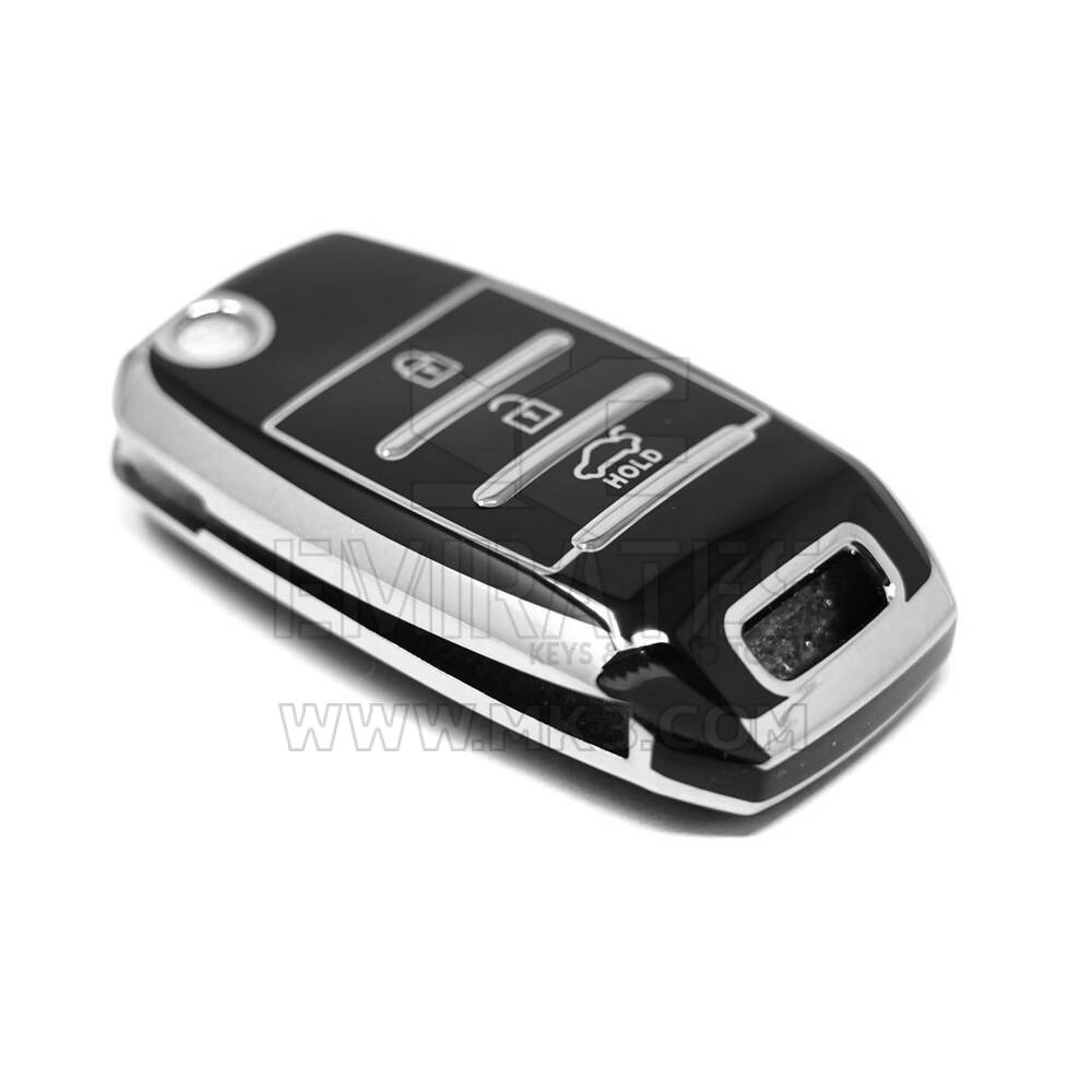 New Aftermarket Nano High Quality Cover For Kia Remote Key 3 Button Black Color Silver Frame KIA-B11Y3 | Emirates Keys