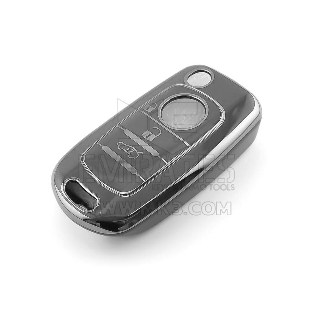 Nuova cover aftermarket di alta qualità per chiave telecomando Fiat a 3 pulsanti, colore grigio scuro, cornice argentata FIAT-C11Y3B | Emirates Keys