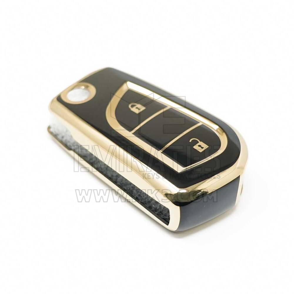Nouvelle couverture de haute qualité Nano Aftermarket pour Toyota Flip Remote Key 2 boutons couleur noire C11J2 | Clés Emirates