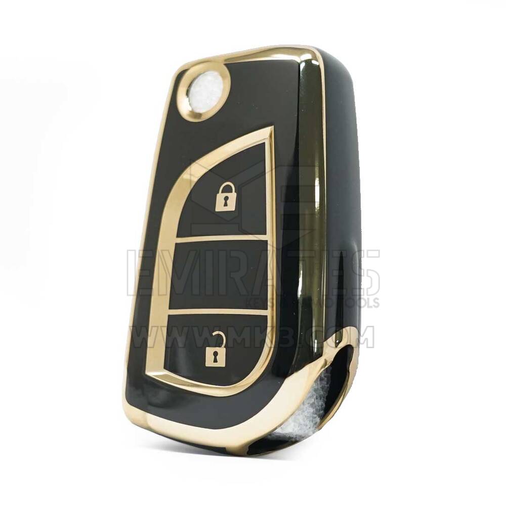 Capa Nano de alta qualidade para Toyota Flip Remote Key 2 botões cor preta C11J2