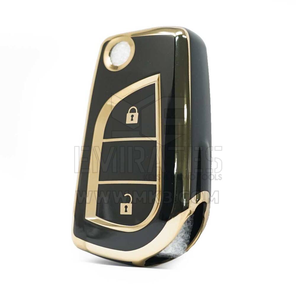 Cubierta Nano de alta calidad para Toyota Flip Remote Key 2 botones Color negro C11J2