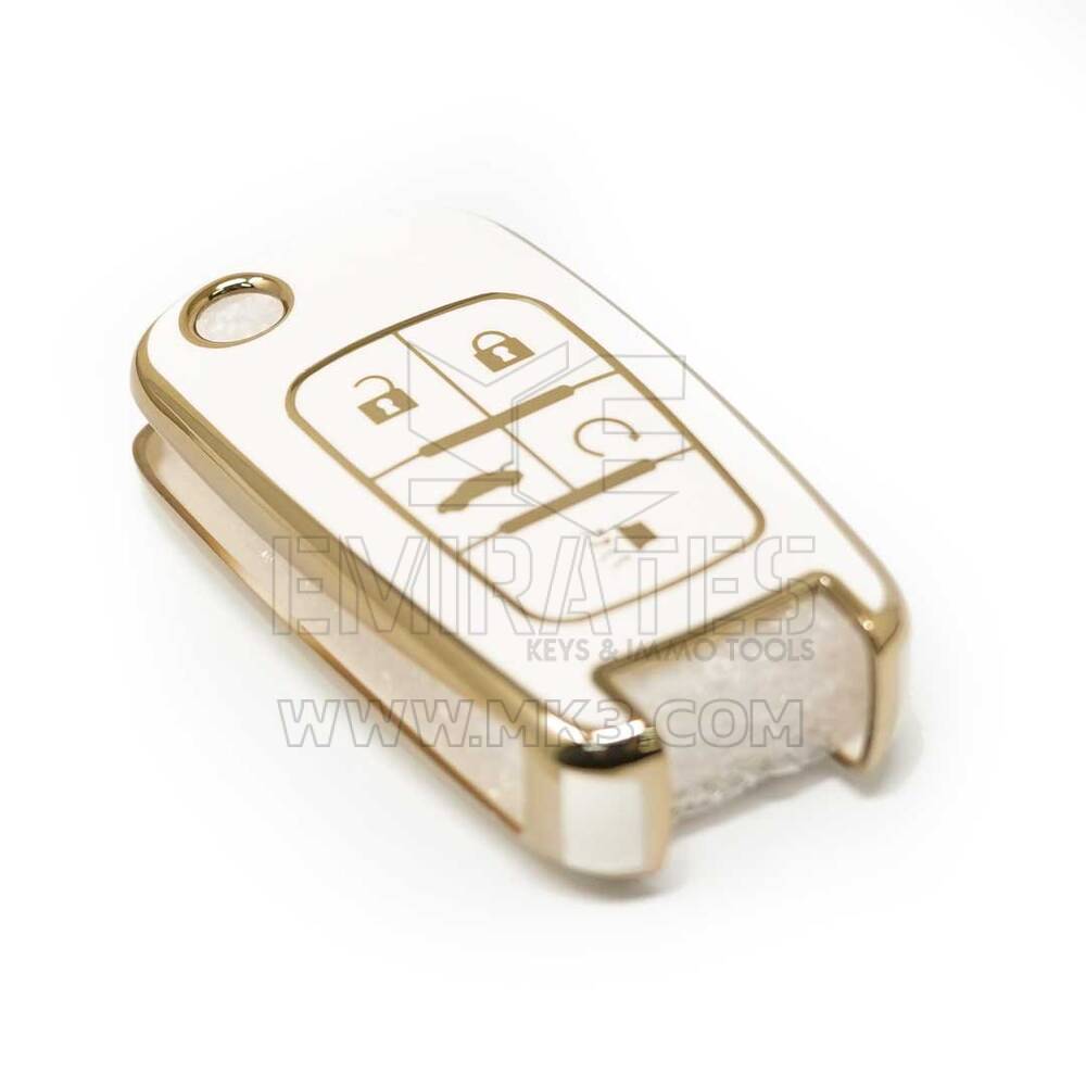 New Aftermarket Nano High Quality Cover For Chevrolet Flip Remote Key 5 Buttons White Color A11J5 | Emirates Keys