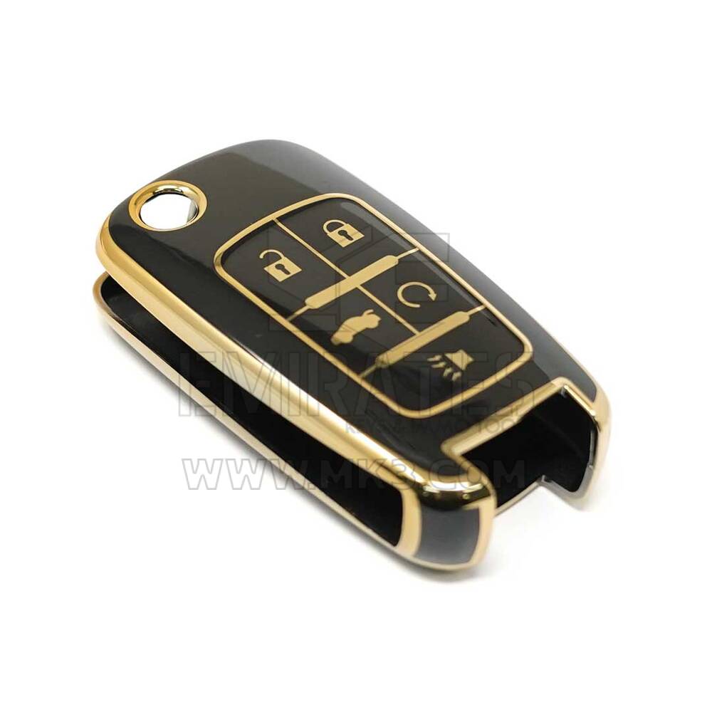 New Aftermarket Nano High Quality Cover For Chevrolet Flip Remote Key 5 Buttons Black Color A11J5 | Emirates Keys