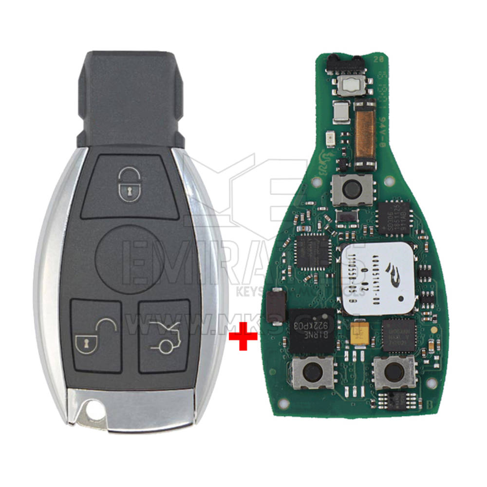 Mercedes FBS4 Original Smart Remote Key PCB 3 botones 433MHz con carcasa del mercado de accesorios