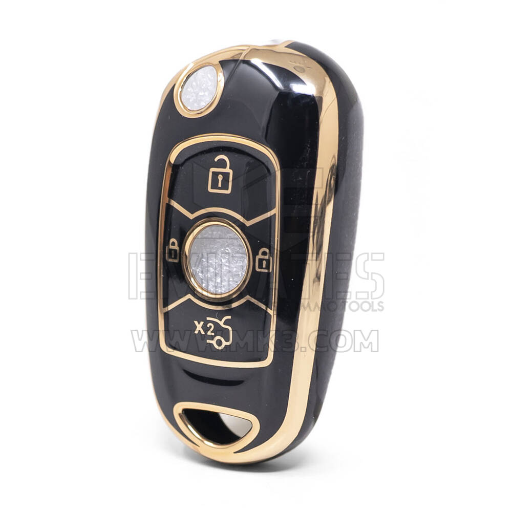 غطاء نانو عالي الجودة لمفتاح ريموت بويك بأربعة أزرار لون أسود وإطار فضي BK-B11J