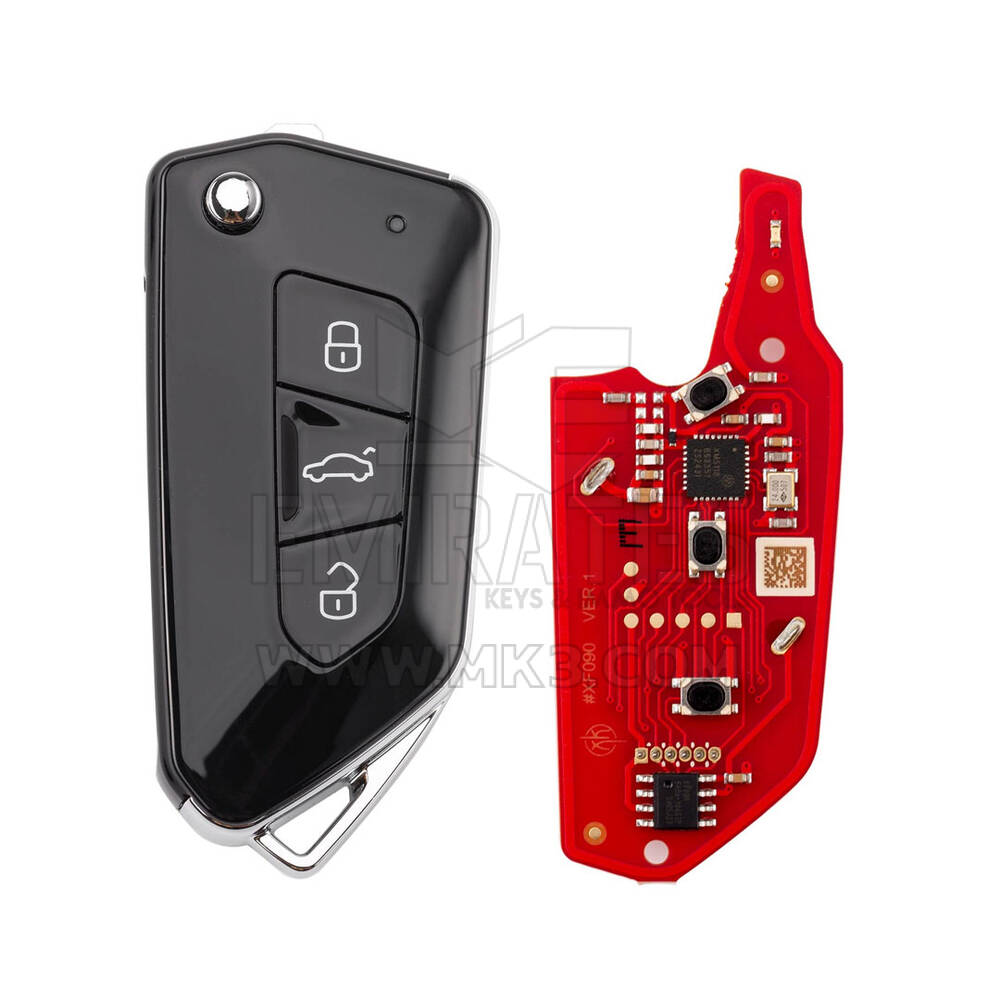 مفتاح Xhorse VVDI Key Tool الجديد VVDI2 سلكي قابل للطي، أسود بالكامل، 3 أزرار، طراز VW XKGA83EN، الجيل الثاني (إصدار جديد من XKGA81EN) | Emirates Keys