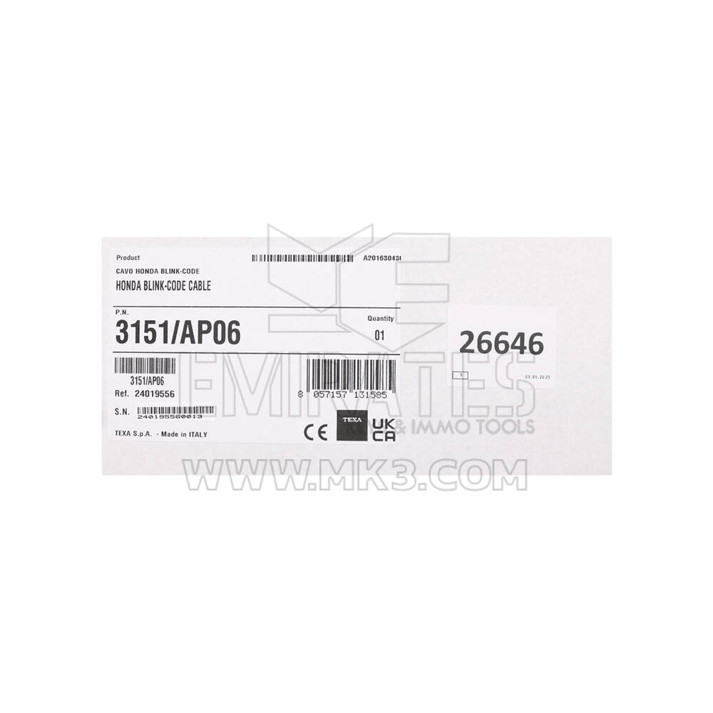 Nueva Texa Bike 3151/AP06: el cable de intermitencia Honda facilita el diagnóstico de códigos de intermitencia de los sistemas de inyección de gasolina de los primeros vehículos equipados con una unidad de control | Emirates Keys
