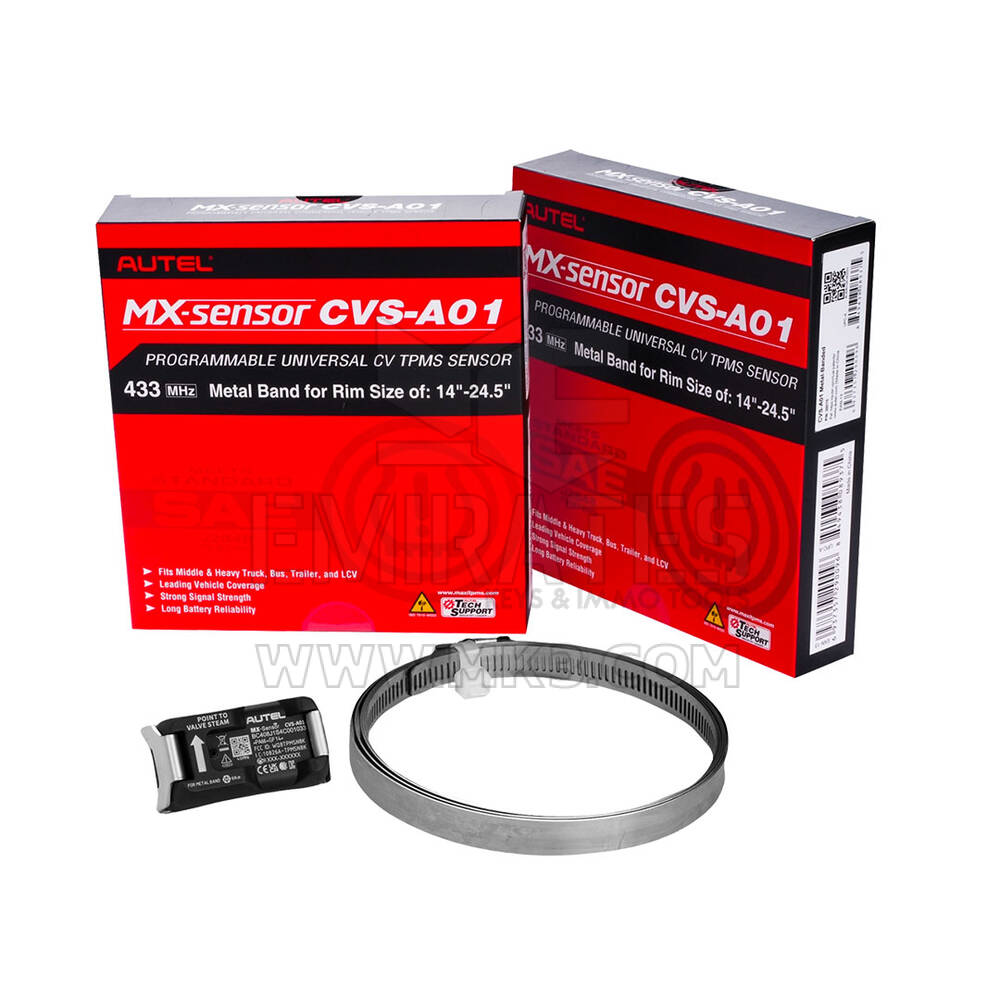 New Autel CVS-A01 Metal Strap Programmable CV Tpms Sensor Universal Tpms Sensor Designed For Commercial Vehicles With A Metal Band To Attach The Sensor To Rim That Is Compatible With Rims Sized 14 To 24.5-inches | Emirates Keys