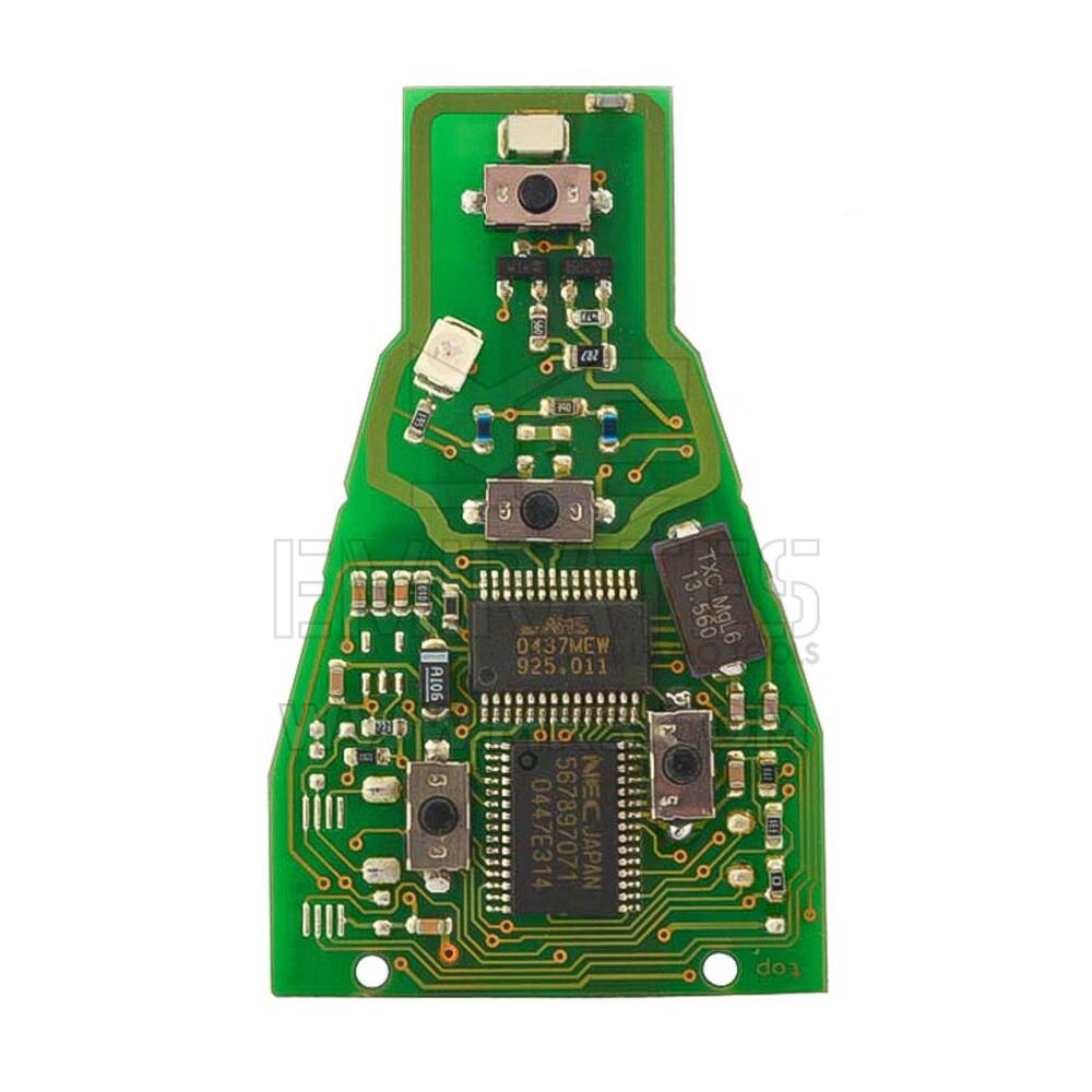 Placa Remota Mercedes preta 3 Botões 433MHz