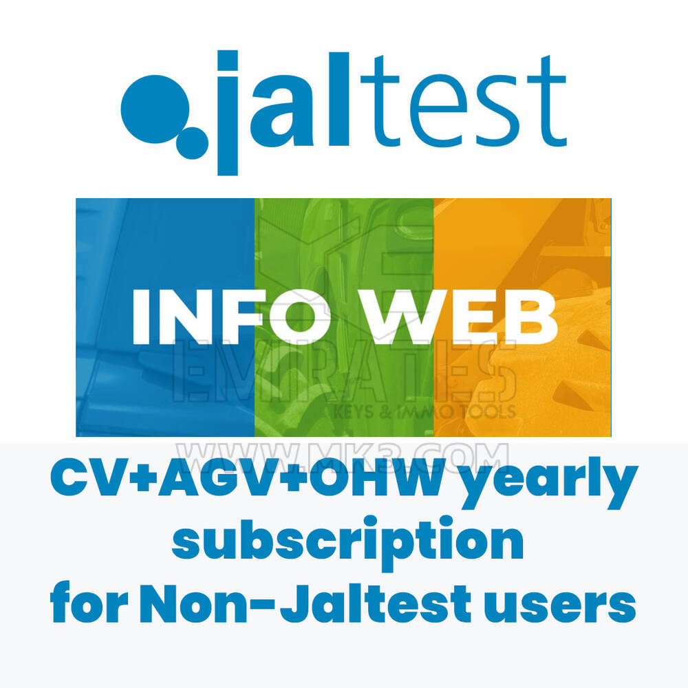 Jaltest 70604046 INFO Web. Assinatura anual CV+AGV+OHW. Usuários não Jaltest