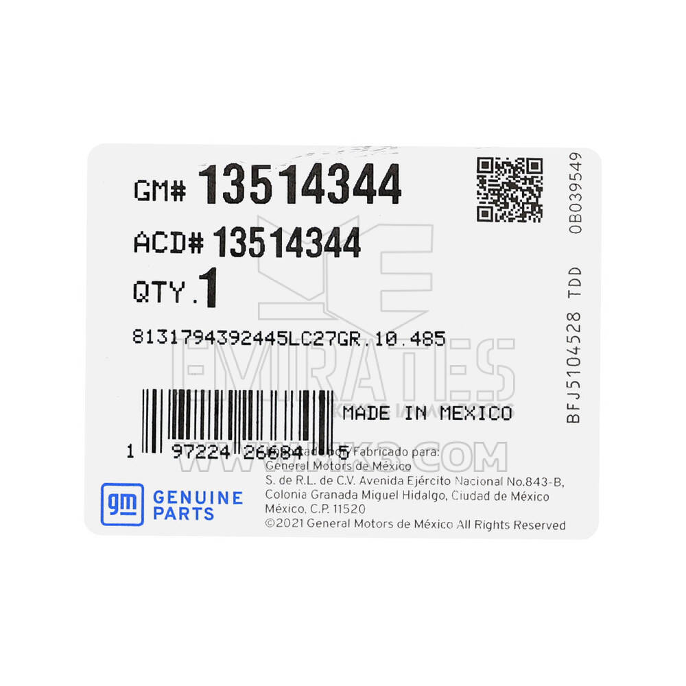 New GMC Acadia Terrain 2025 Genuine / OEM Smart Remote Key 4+1 Buttons 433MHz OEM Part Number: 13514344 | Emirates Keys