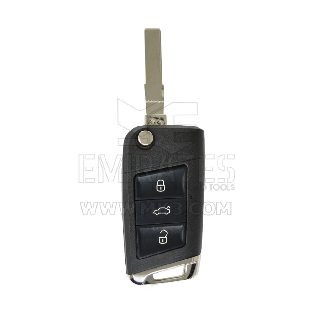 Volkswagen VW Modified Flip Remote Key Shell 3 Botones HU66 Blade - MK12835 - f-3