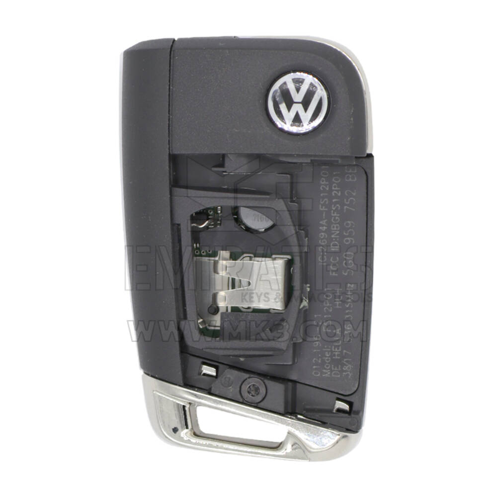 Volkswagen VW Golf MQB 2015 Flip Remote Key 3+1 Buttons 315MHz OEM Part Number: 5G0 959 753 BE Transponder ID: Megamos Crypto 128-bits AES - ID88