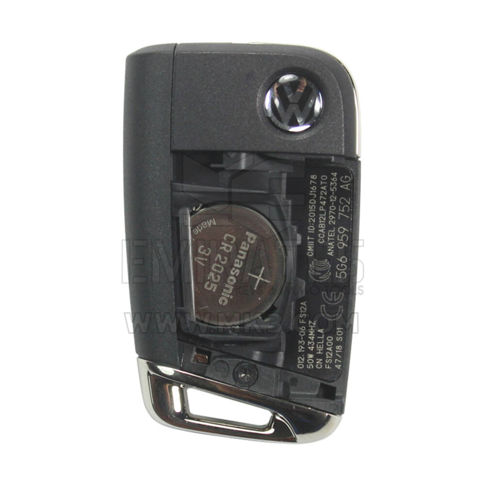 Volkswagen VW 2020-2023 MQB Flip Remote Key 3 أزرار 433 ميجا هرتز Megamos AES إصدار الأجهزة H91 إصدار البرنامج 006A P/N 5G0959752BB | مفاتيح الإمارات