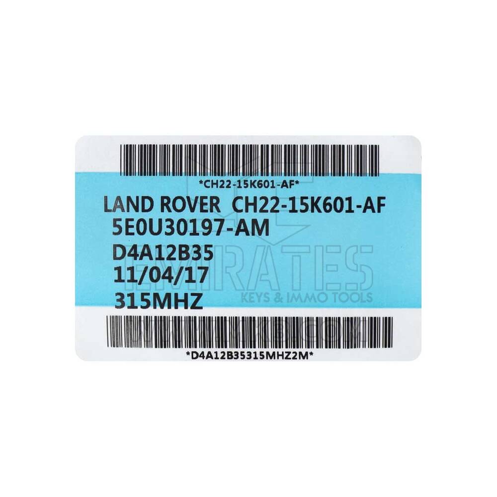 Novo Land Rover Genuine / OEM Chave remota inteligente 5 Botões 315MHz OEM Número da peça: CH22-15K601-AF - Transponder - ID: HITAG PRO ID49 | Chaves dos Emirados