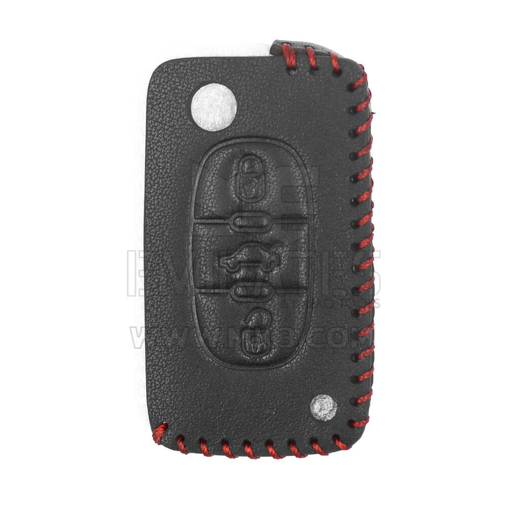 Leather Case For Peugeot Citroen Flip Remote Key 3 Buttons | MK3