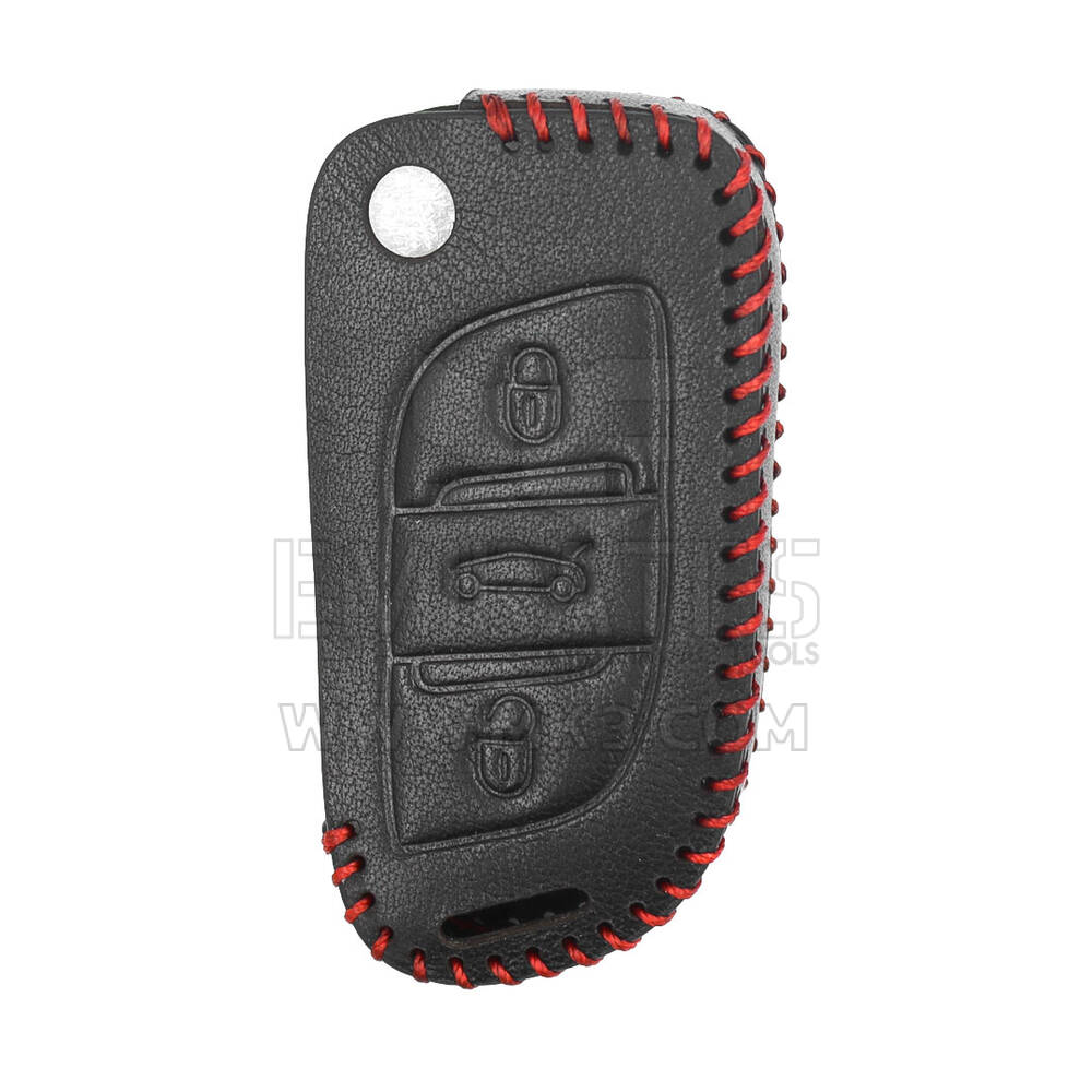 Funda de cuero para Peugeot Flip Remote Key 3 botones PG-C | MK3