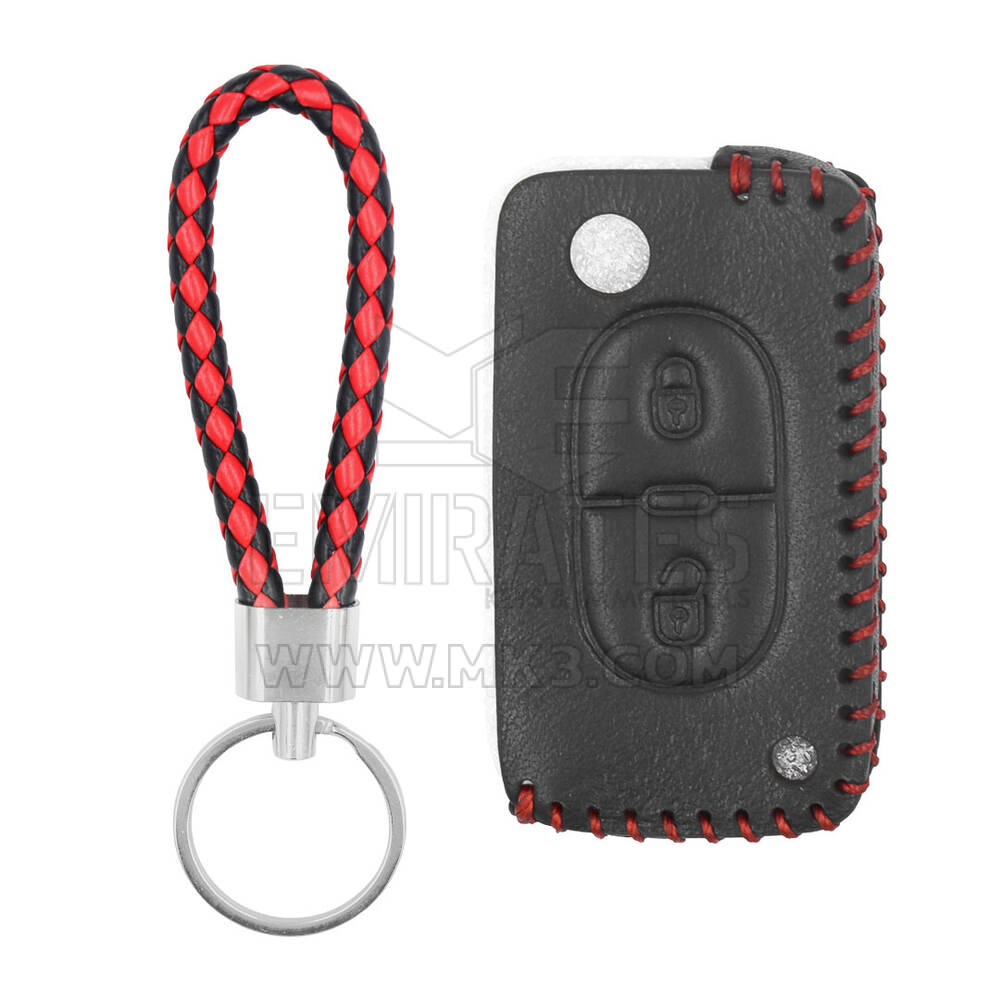 Leather Case For Peugeot Flip Remote Key 2 Buttons