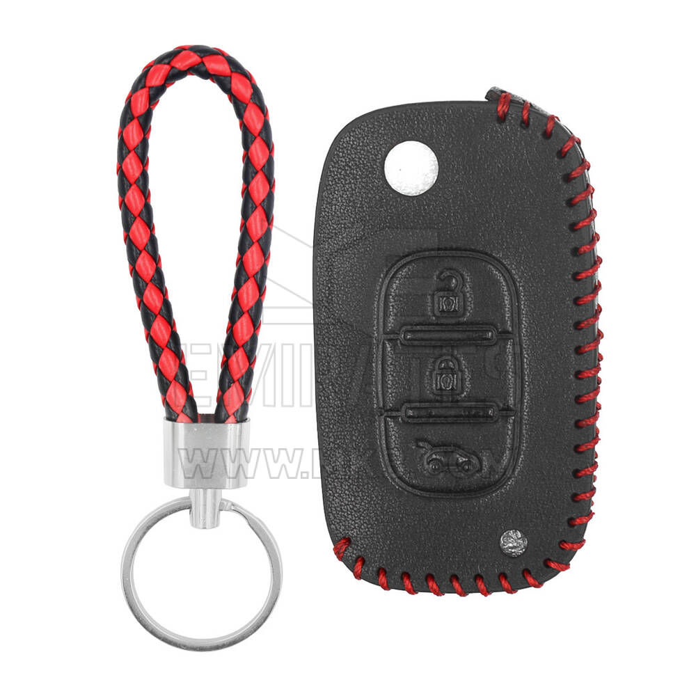 Etui en cuir pour clé à distance Renault Flip 3 boutons RN-B
