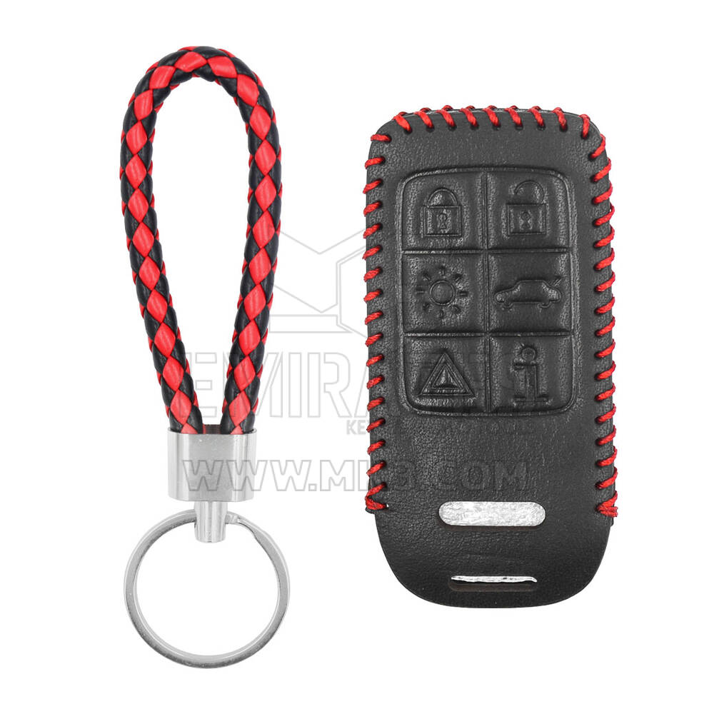 Funda de cuero para Volvo Smart Remote Key 6 Botones