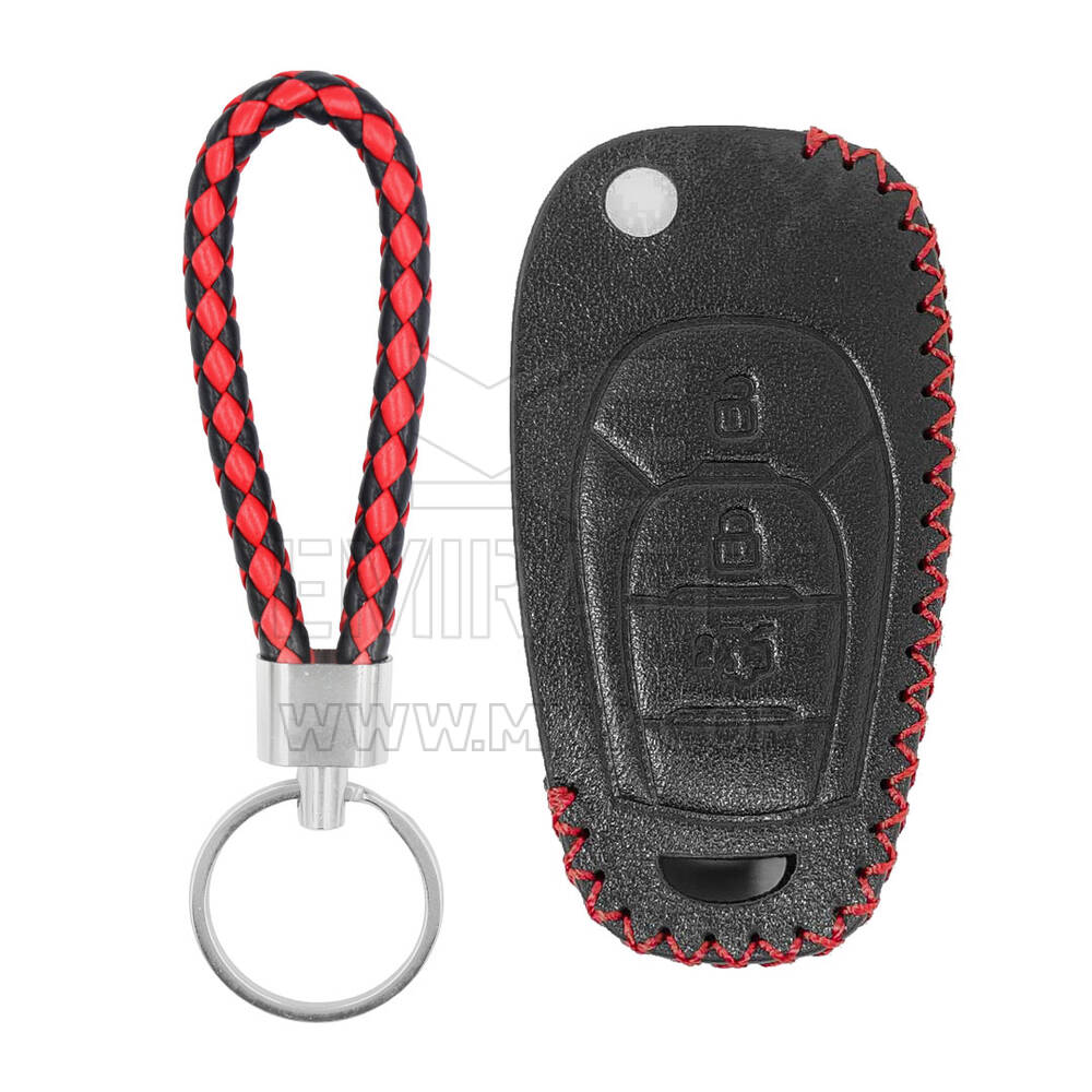 Estojo de couro para Chevrolet Flip Remote Key 3 botões