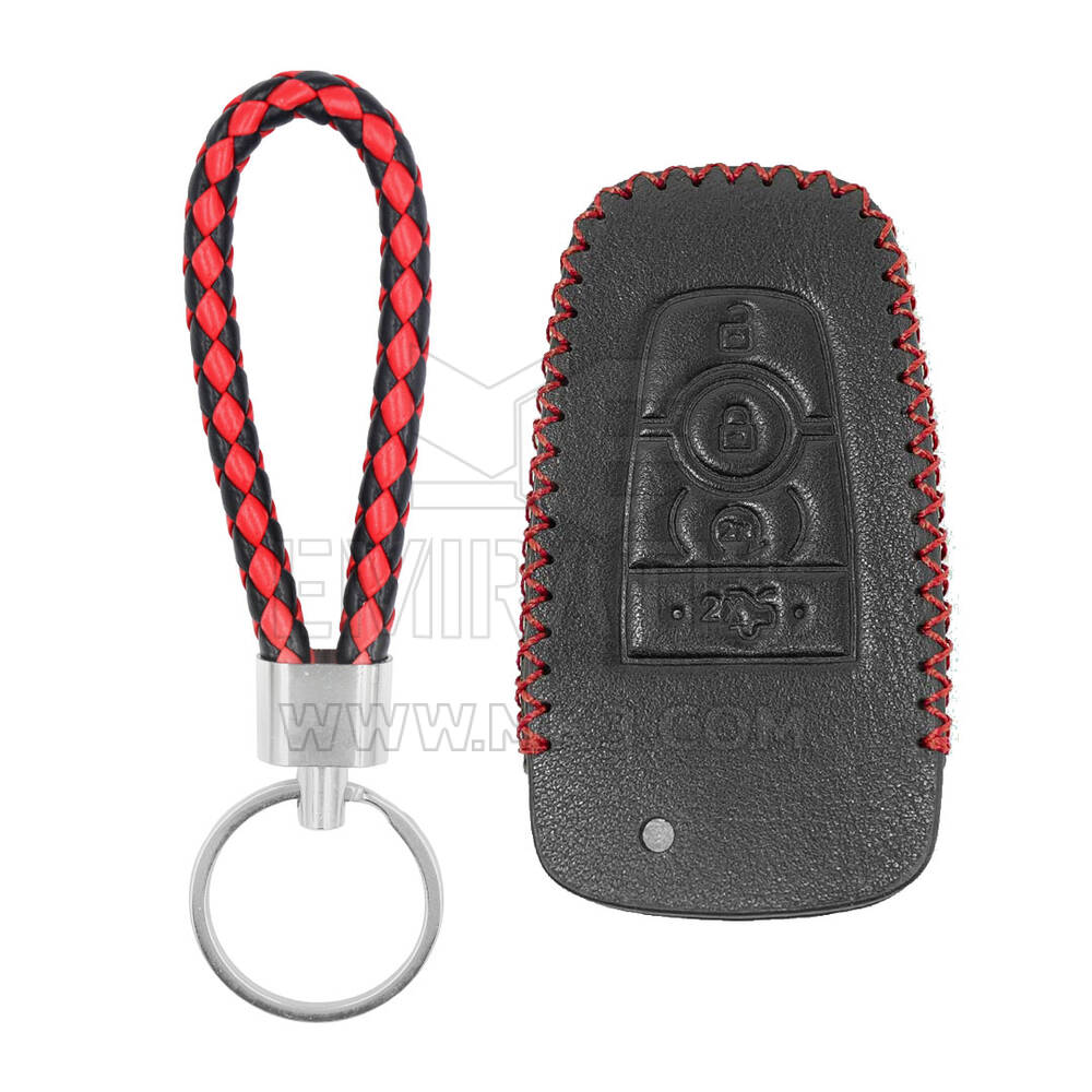 Estojo de couro para Ford Smart Remote Key 4 botões
