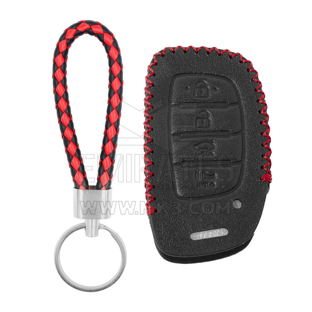 Leather Case For Hyundai Tucson Elantra Sonata Ioniq Remote Key 4 Buttons