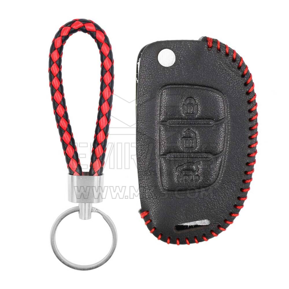 Estojo de couro para Hyundai Flip Remote Key 3 botões