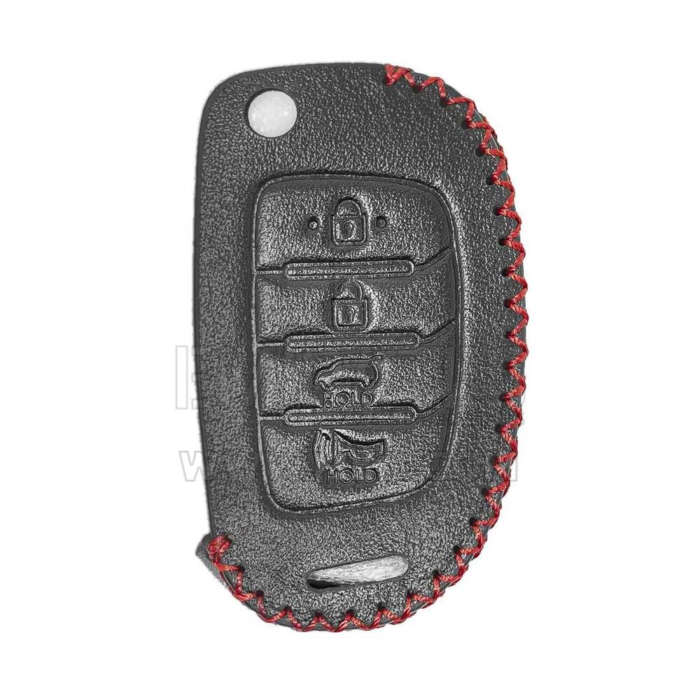 Leather Case For Hyundai Flip Remote Key 4 Buttons | MK3