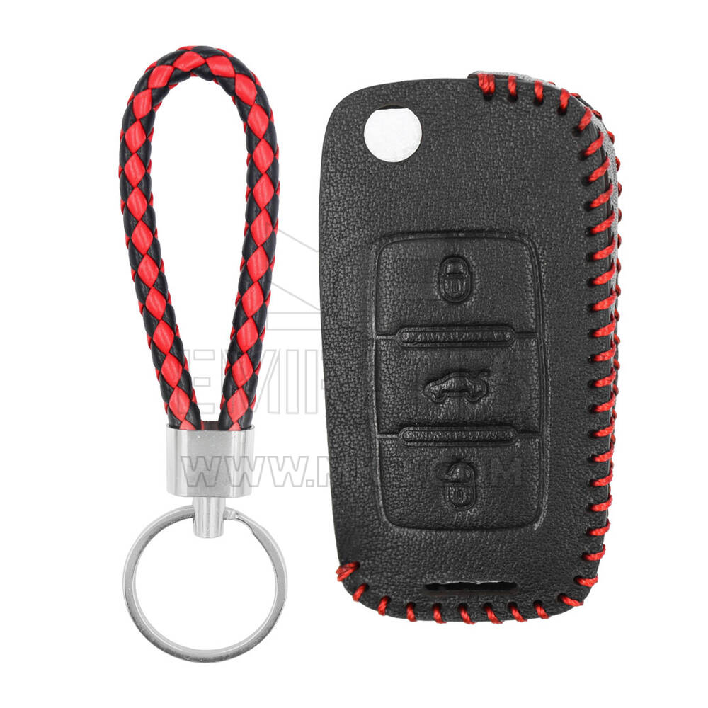 Leather Case For Volkswagen Flip Remote Key 3 Buttons