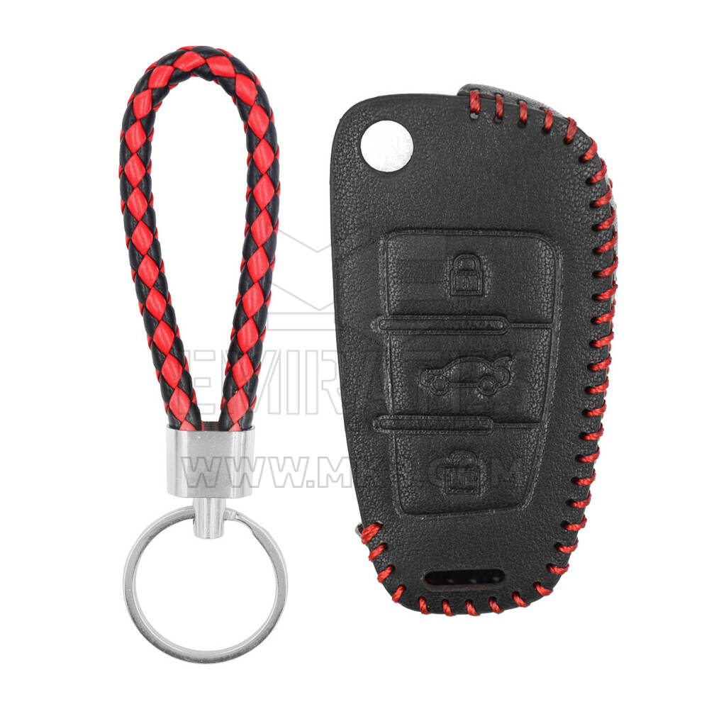 Estojo de couro para Audi Flip Remote Key 3 Botões