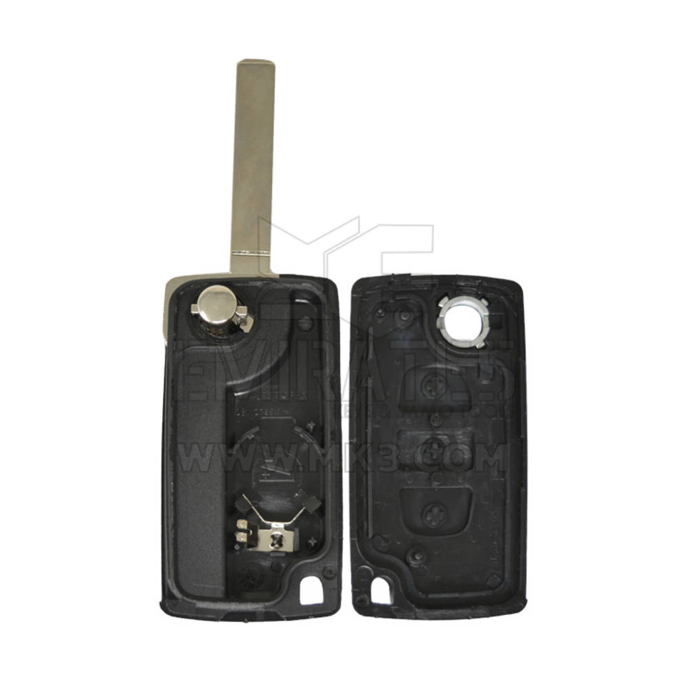 Coque de clé télécommande pliable pour Peugeot 407, Type coffre de berline avec support de batterie - MK13443 - f-2