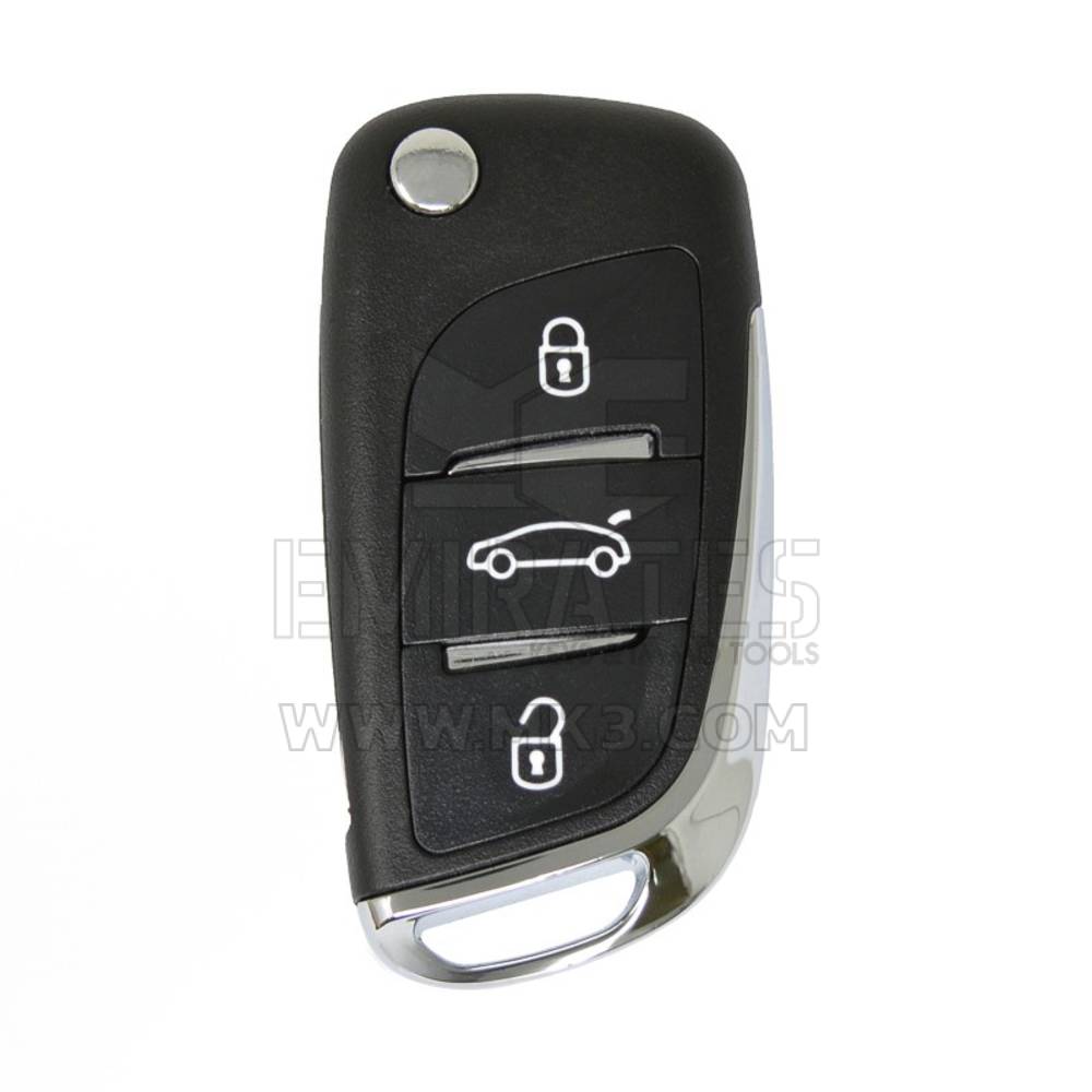 Peugeot Flip Remote Key Shell Chrome 3 Button without Battery Holder Modified