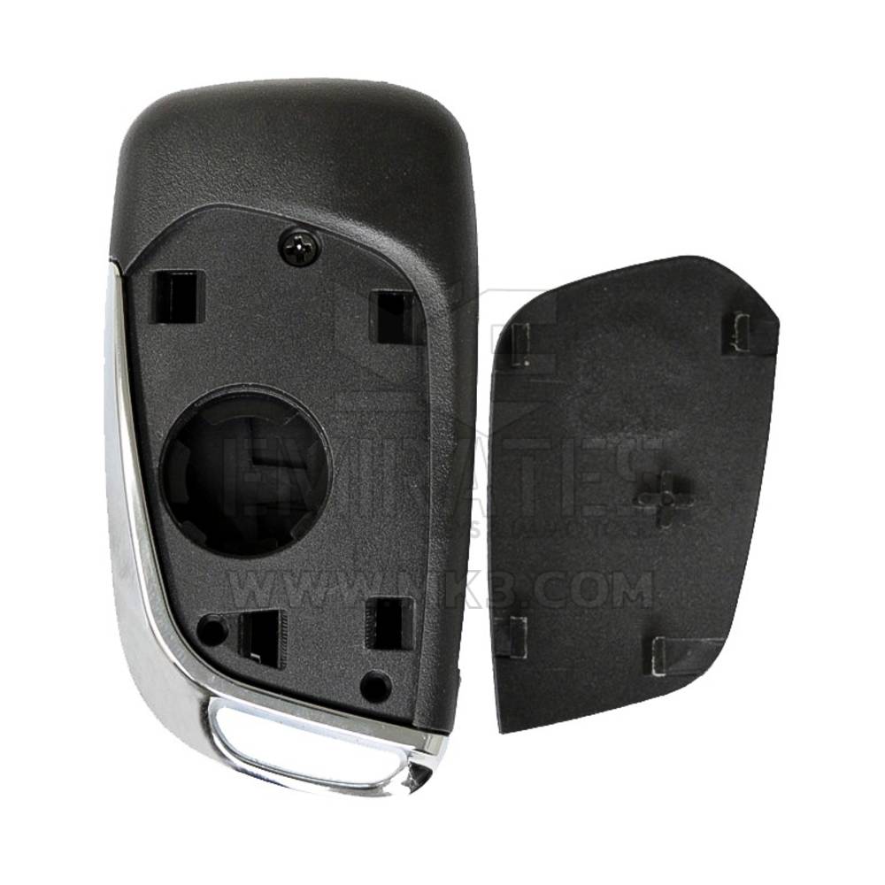 Guscio chiave telecomando Peugeot Flip cromato 3 pulsanti con supporto batteria modificato - MK13458 - f-2