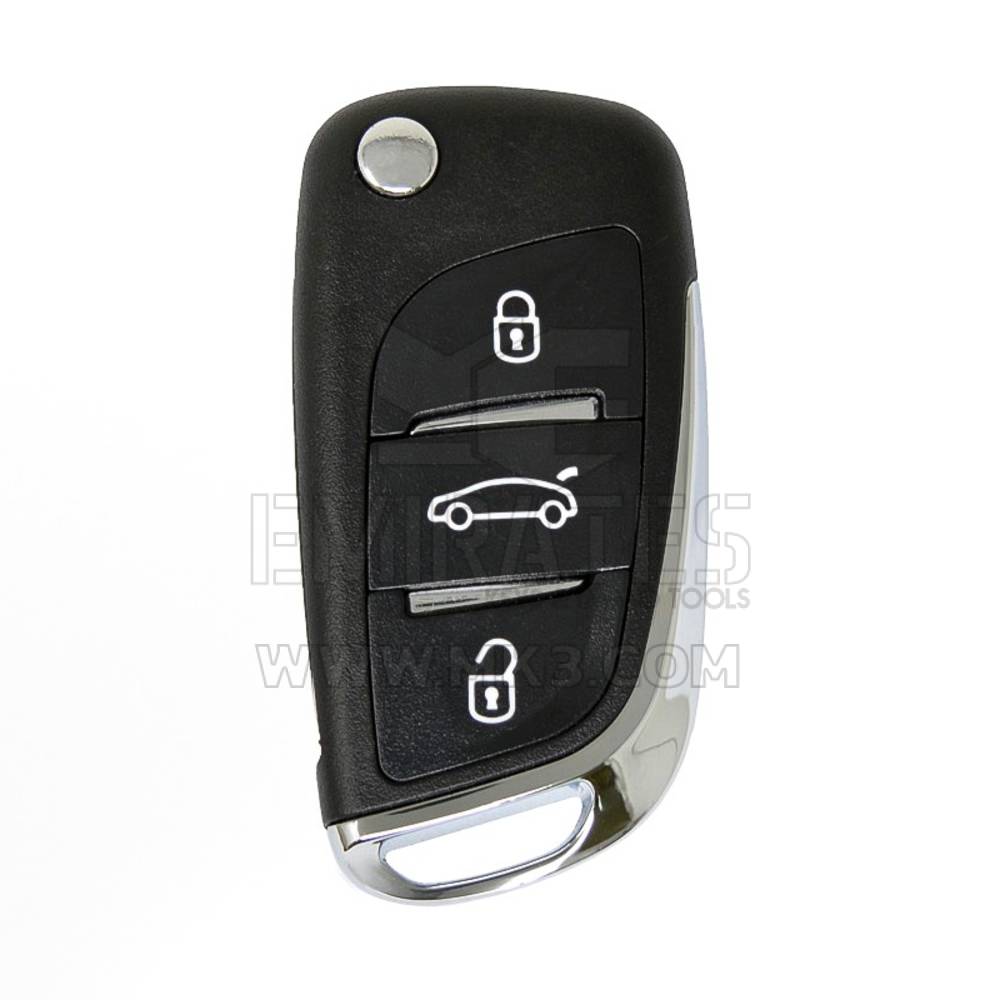 Peugeot Flip-Fernbedienungsschlüsselgehäuse, Chrom, 3 Tasten, mit modifiziertem Batteriehalter