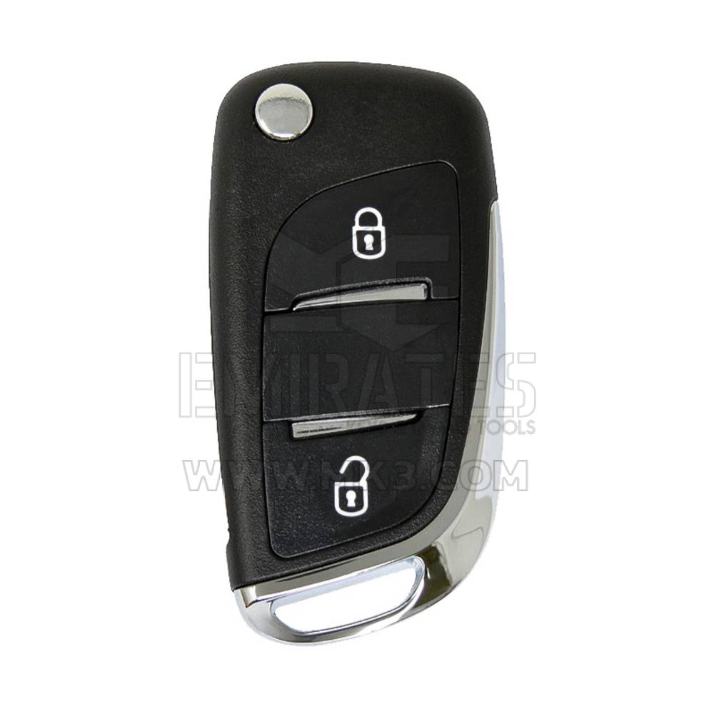 Peugeot Flip Remote Key Shell Chrome 2 botones con soporte de batería modificado