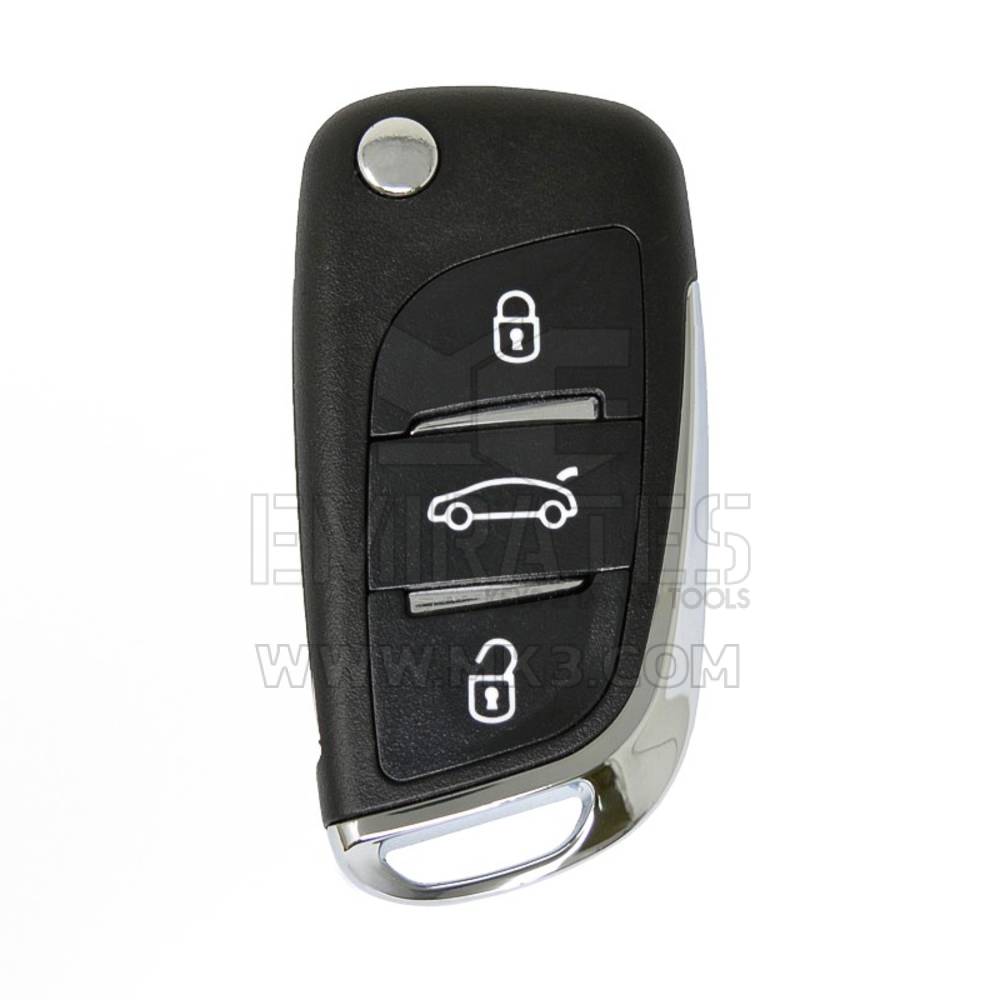 Botão Peugeot Flip Remote Shell Chrome 3 com suporte de bateria