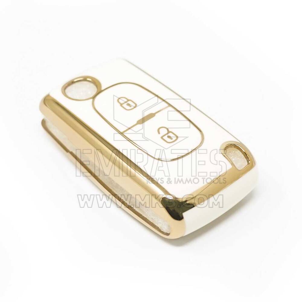 جديد مسج نانو عالي الجودة غطاء لبيجو فليب ريموت مفتاح 2 أزرار لون أبيض D11J2 | الإمارات للمفاتيح