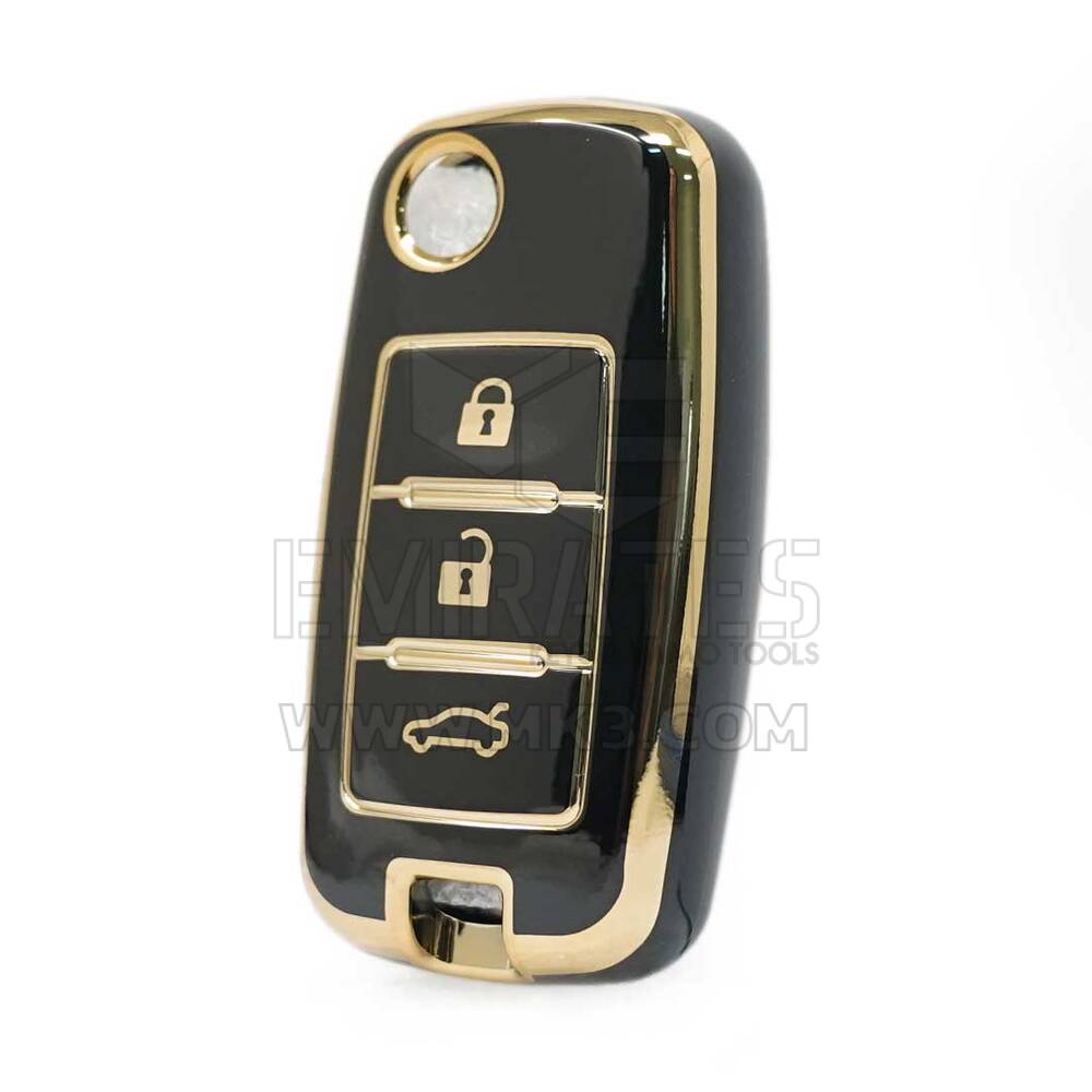 Cubierta Nano de alta calidad para Dongfeng Flip Remote Key 3 botones Color negro A11J