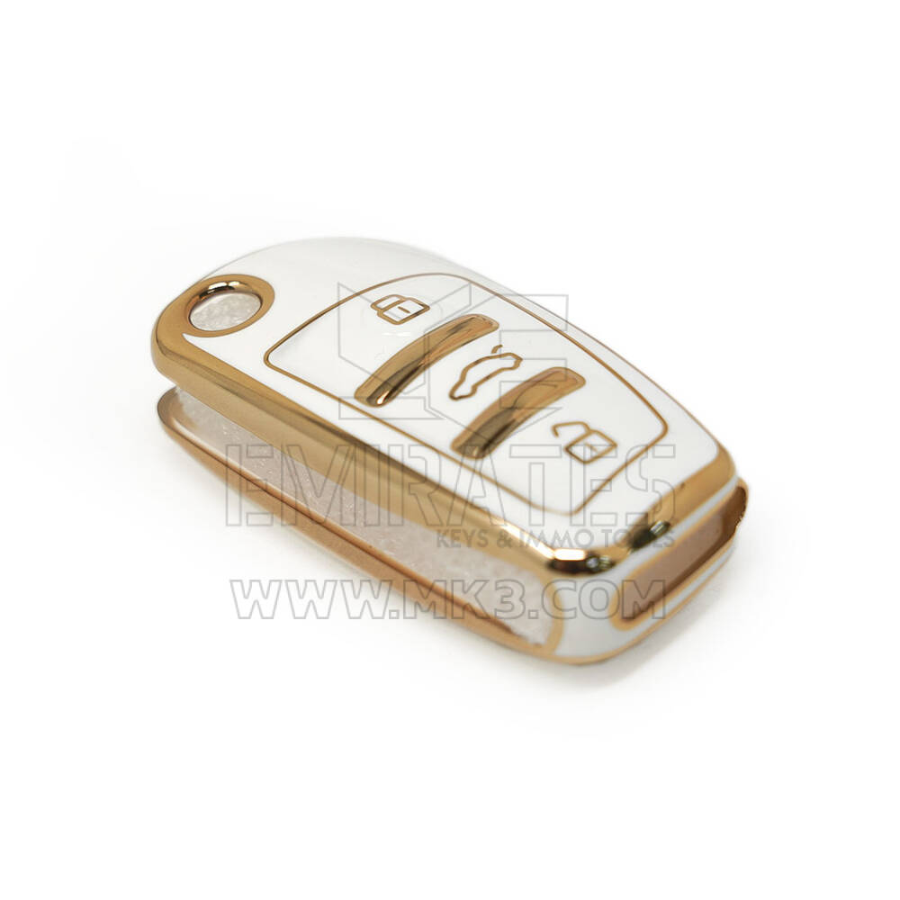 New Aftermarket Nano High Quality Cover For Audi Flip Remote Key 3 Buttons White Color | Emirates Keys