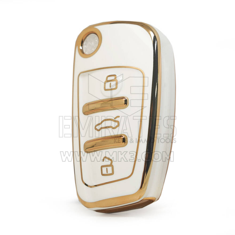 Funda Nano de alta calidad para Audi Flip Remote Key 3 botones Color blanco