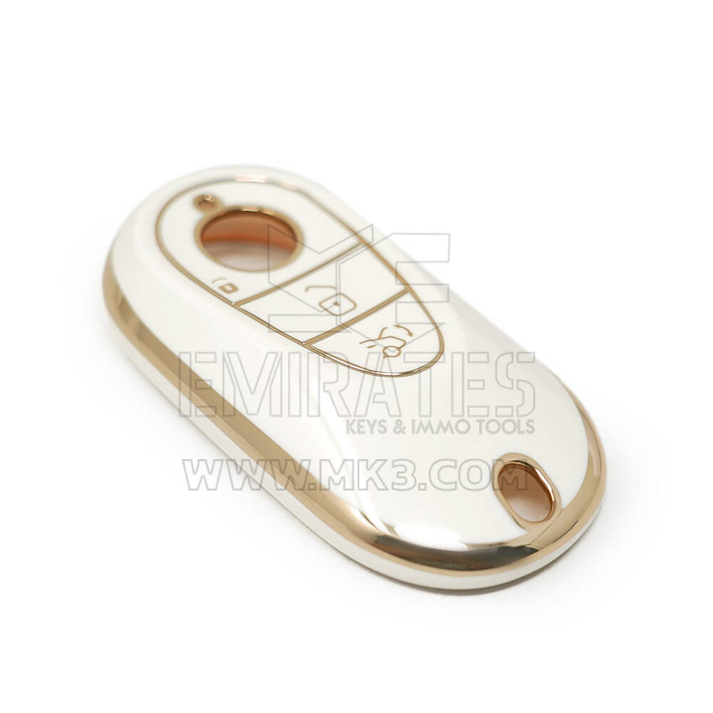 غطاء نانو عالي الجودة جديد لما بعد البيع لمرسيدس بنز الفئة S مفتاح بعيد 3 أزرار لون أبيض | الإمارات للمفاتيح