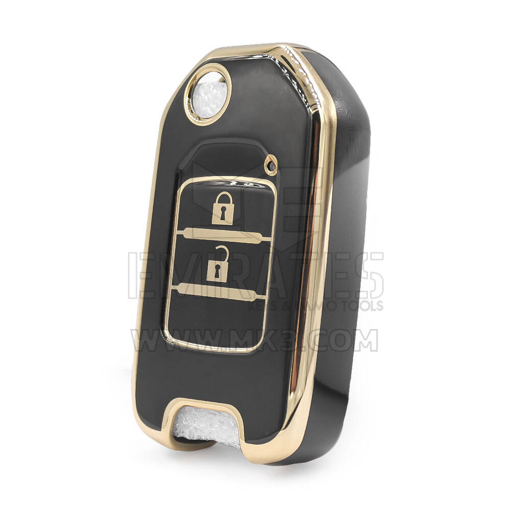 Housse Nano de haute qualité pour Honda Flip Remote Key 2 boutons couleur noire